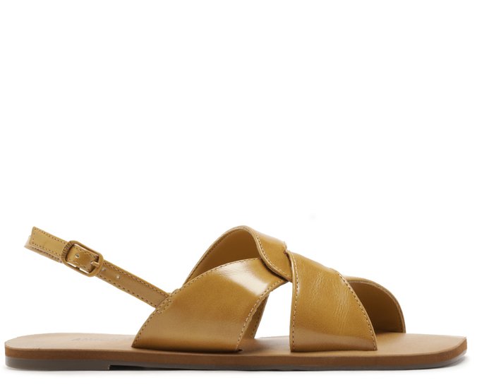 Sandália Rasteira Slingback Boho Amarela