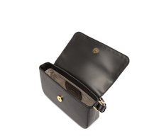 Bolsa Tiracolo Média Baguete Pespontada Preta