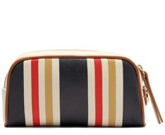 Necessaire Pequena Lona Tricolor Azul e Vermelho