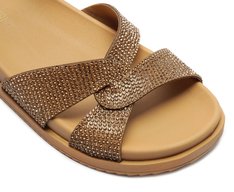 Papete Tira Entrelaçada Glitter Bege
