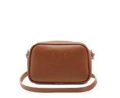 Bolsa Tiracolo Pequena Arredondada Porta Cartão Marrom