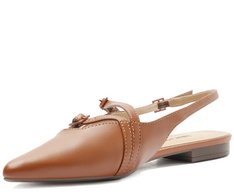 Sapatilha Slingback Bico Fino Duas Tiras Marrom