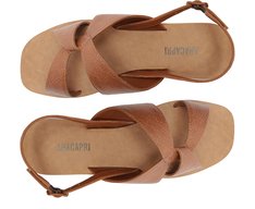 Rasteira Entrelaçada Pespontos Marrom Boho