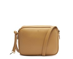 Bolsa Tiracolo Pequena Costura Ornamental Bege