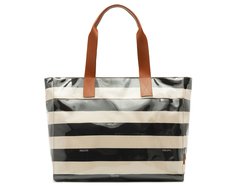 Bolsa Shopping Grande Listras Vinil Azul