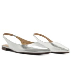 Sapatilha Slingback Bico Fino Prata