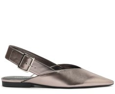 Sapatilha Slingback Bico Fino Fivela Prateada
