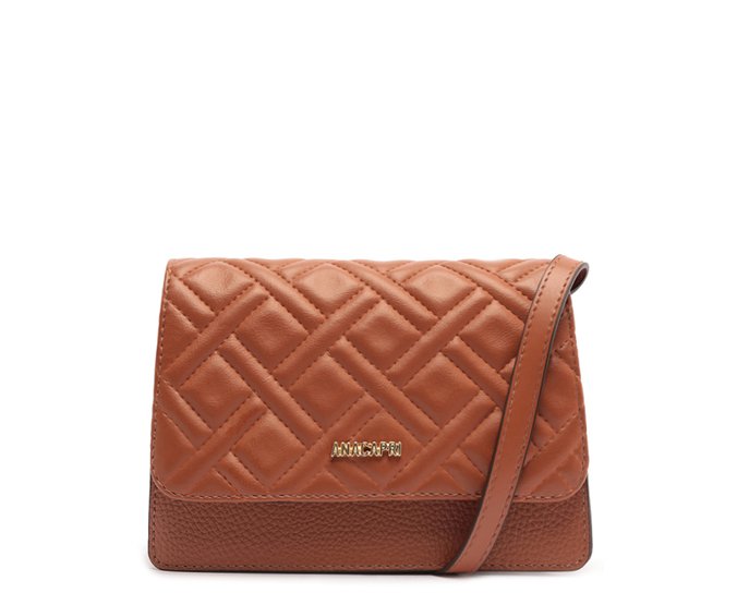 Bolsa Tiracolo Pequena Texturizada Marrom