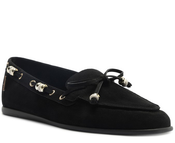 Mocassim Acamurçado Miçangas Preto