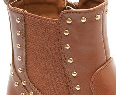 Bota Chelsea Cano Curto Tachas Marrom