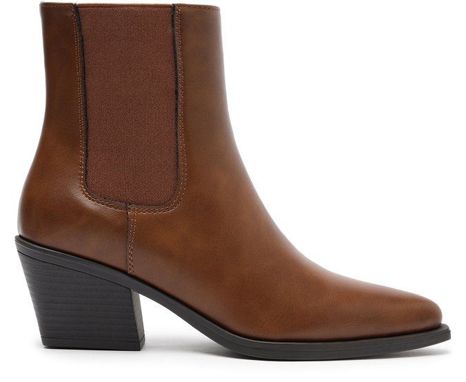 Bota Salto Bloco Chelsea Marrom
