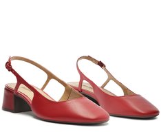 Sapatilha Slingback Basic Salto Bloco Vermelha