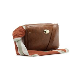 Bolsa Tiracolo Pequena Lenço Decorativo Marrom