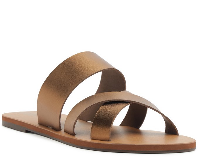 Rasteira Tiras Riviera Couro Bronze