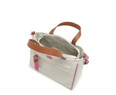 Bolsa Tote Média Bolso Frontal Barbicacho Detalhes Branca