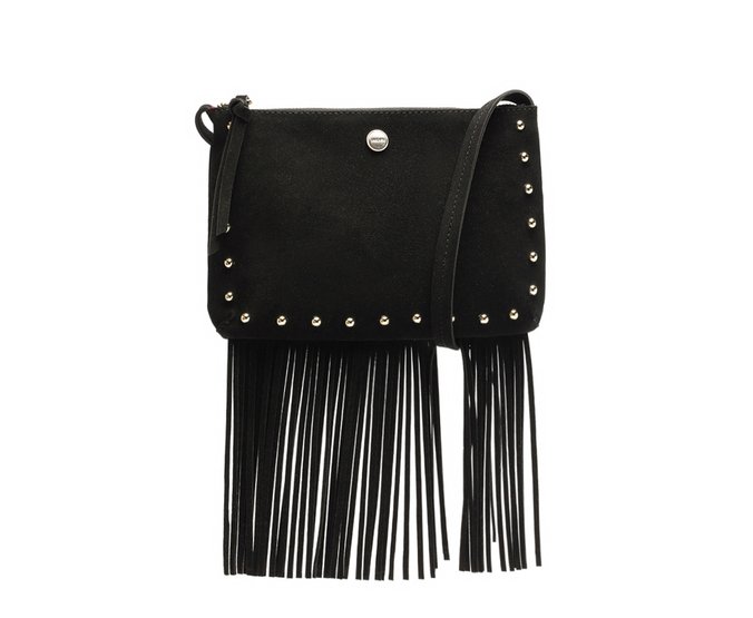 Bolsa Tiracolo Média Franja Preta