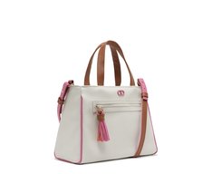 Bolsa Tote Média Bolso Frontal Barbicacho Detalhes Branca