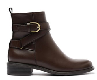 Bota Cano Curto Fivela Marrom Coffee