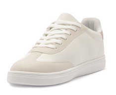 Tênis Pontilhado Lateral Branco e Rosa