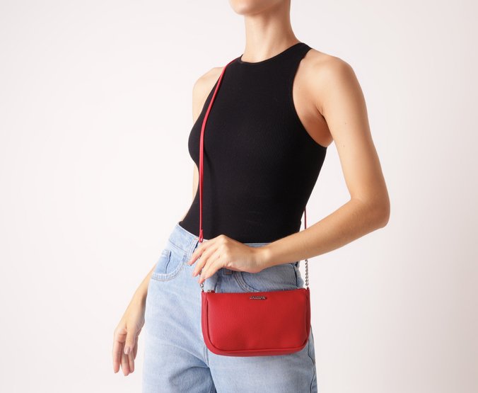 Bolsa Tiracolo Média Snake Vermelha