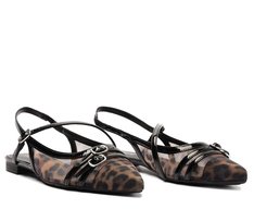 Sapatilha Slingback Transparente Fivela Animal Print