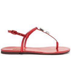 Sandália Vermelha Slim Pedraria