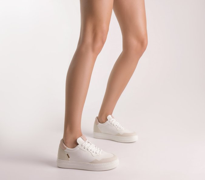 Tênis de Amarrar Nati Branco e  Rosa