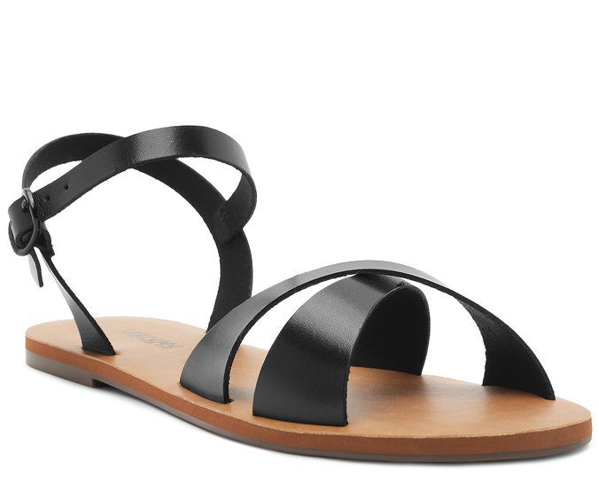 Sandália Rasteira Gaia Couro Preta