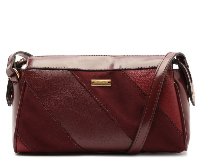 Bolsa Média Tiracolo Mix Texturas Vermelha