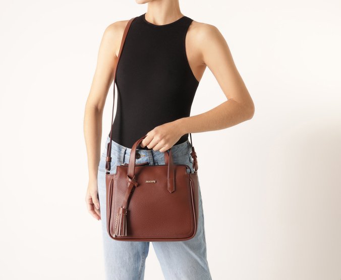 Bolsa Tote Média Bag Charm Marrom