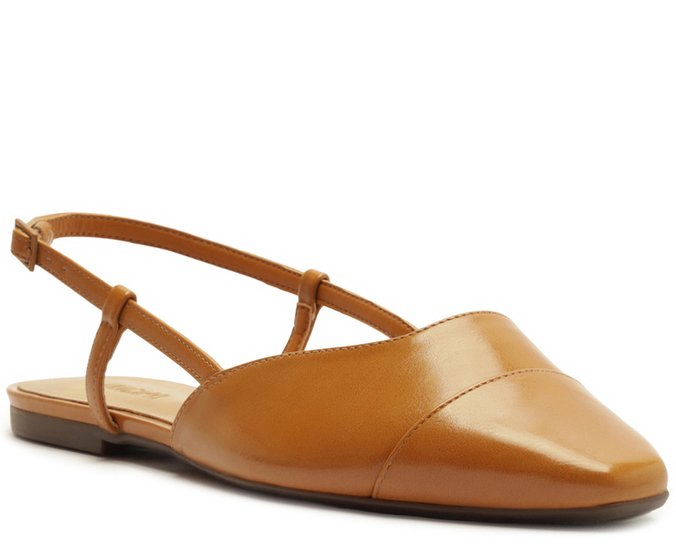 Sapatilha Slingback Ponta Verniz Laranja
