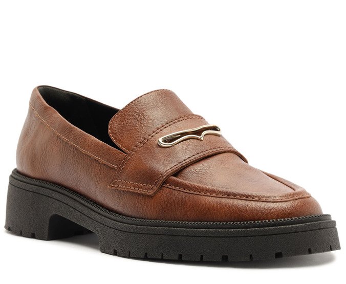 Mocassim Sola Tratorada Detalhe Metal Marrom