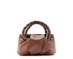 Bolsa Tiracolo Pequena Puffer Alça Trança Marrom