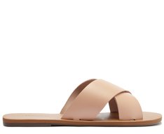 Rasteira Tiras Cruzadas Couro Rosa Blush