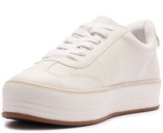 Tênis Flatform Branco Listra Bege