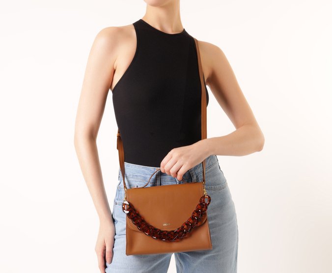 Bolsa Tiracolo Média Corrente Acrílica Onça Marrom