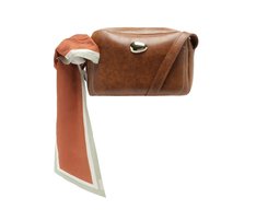 Bolsa Tiracolo Pequena Lenço Decorativo Marrom