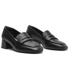 Mocassim Salto Bloco Loafer Preto