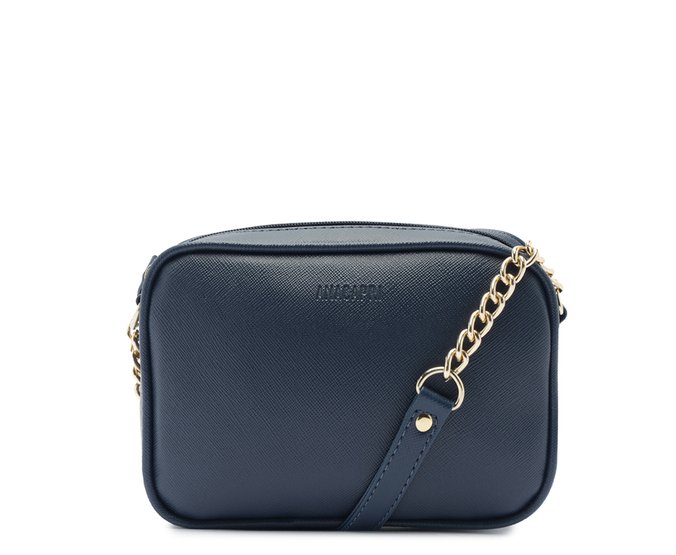 Bolsa Tiracolo Pequena Azul Detalhe Corrente