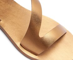 Rasteira Monocolor Tira Curva Couro Bronze