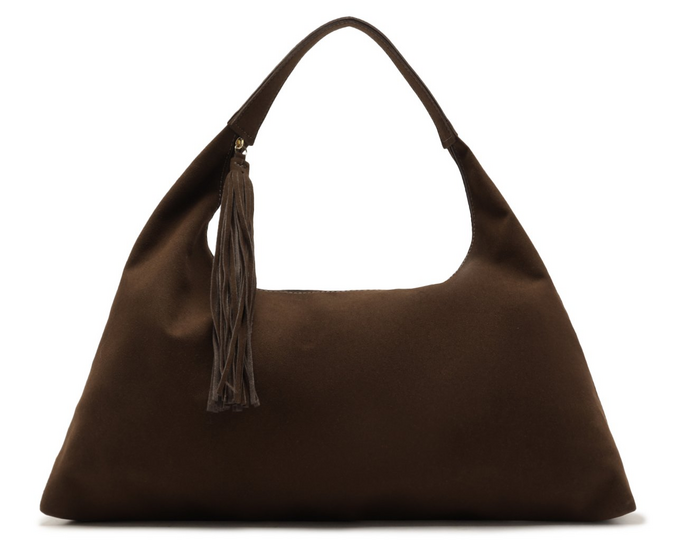 Bolsa Hobo Grande com Puxador de Tassel Marrom
