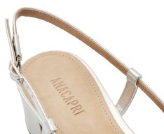 Sapatilha Slingback Salto Bloco Ponta Prata