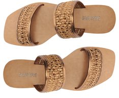 Rasteira Tiras Tramado Bronze
