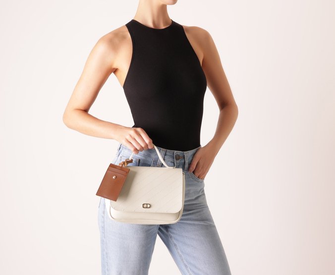 Bolsa Tiracolo Média Porta Cartão Branca