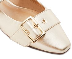 Sapatilha Slingback Tiras Fivela Dourada