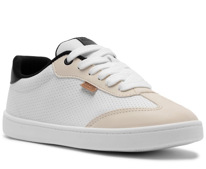 Tênis Detalhes Texturizados Na Lateral Branco e Preto