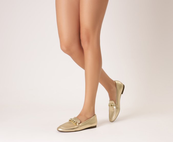 Mocassim Corrente Minimal Dourado