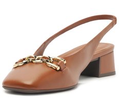 Sapatilha Slingback Bico Quadrado Bridão Marrom