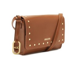 Bolsa Crossbody Pequena Marrom Tachas