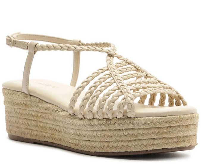 Sandália Plataforma Tiras Trançadas Branca